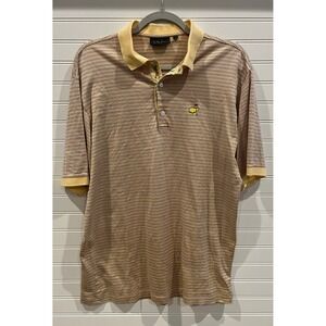 Masters Bobby Jones Collection Yellow Striped Polo Shirt Made Italy Mens Medium